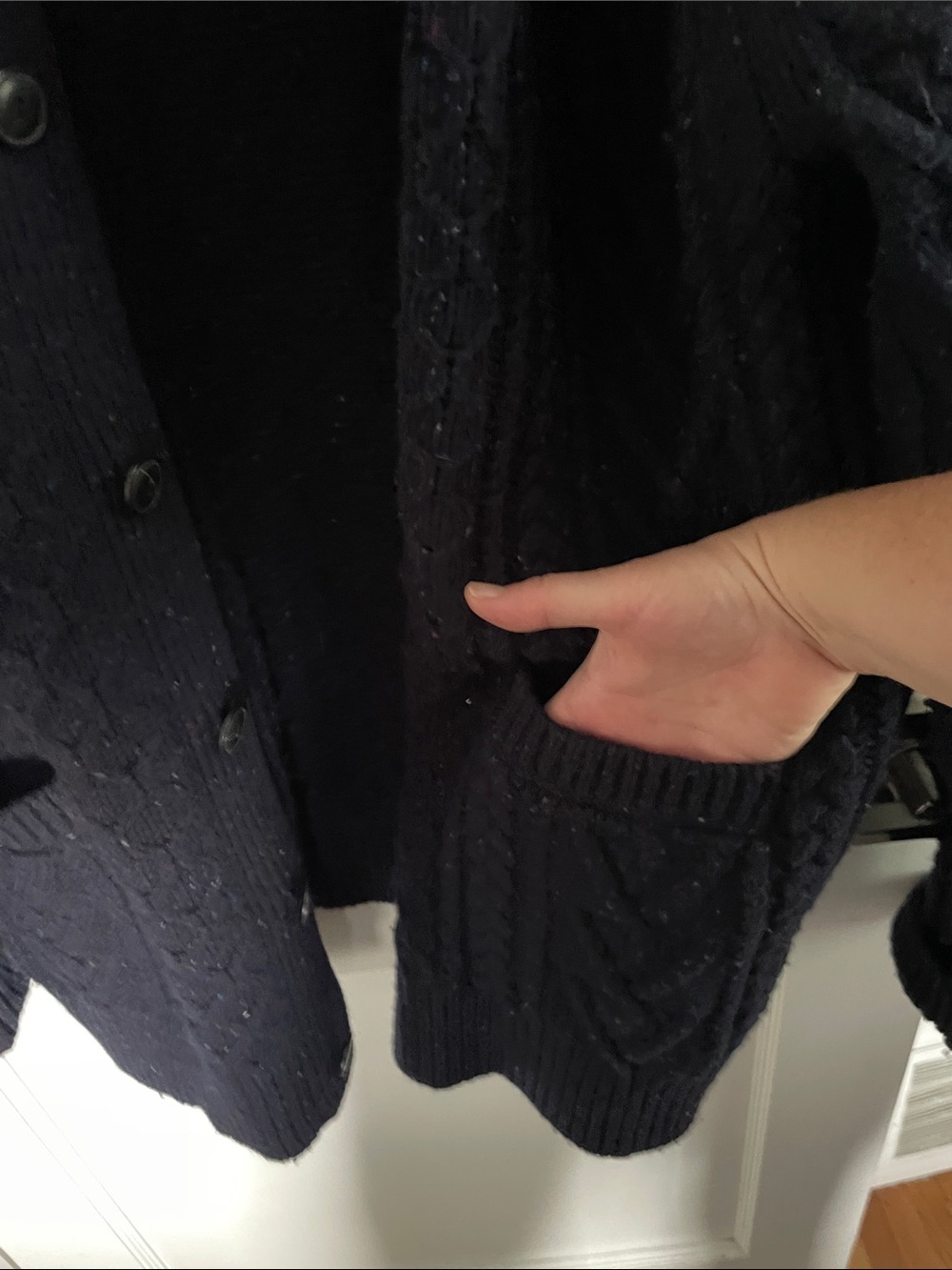 J. Crew Men's Merino Wool Blend Cable-Knit Button-Up Cardigan Sweater - Picture 4 of 7